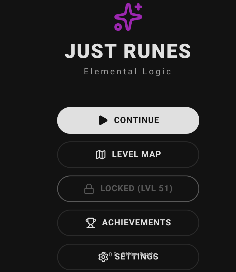 Just Runes Title Screen